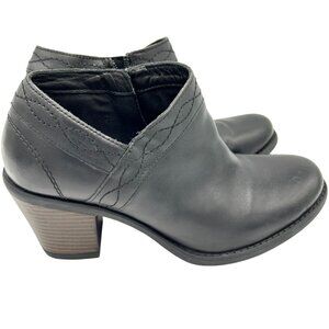 Earth Womens Lina Austin Leather Black Ankle Boots Block Heel Size 8.5